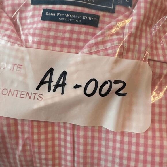 Vineyard Vines Men's Slim Fit Whale Checked Button Up Shirt Pink White Large - Picture 6 of 6